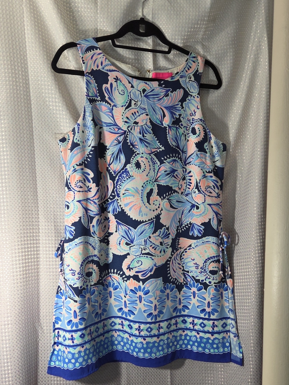 Lilly Pulitzer Navy Sleeveless Shift Dress with Pink and Light Blue Floral Print